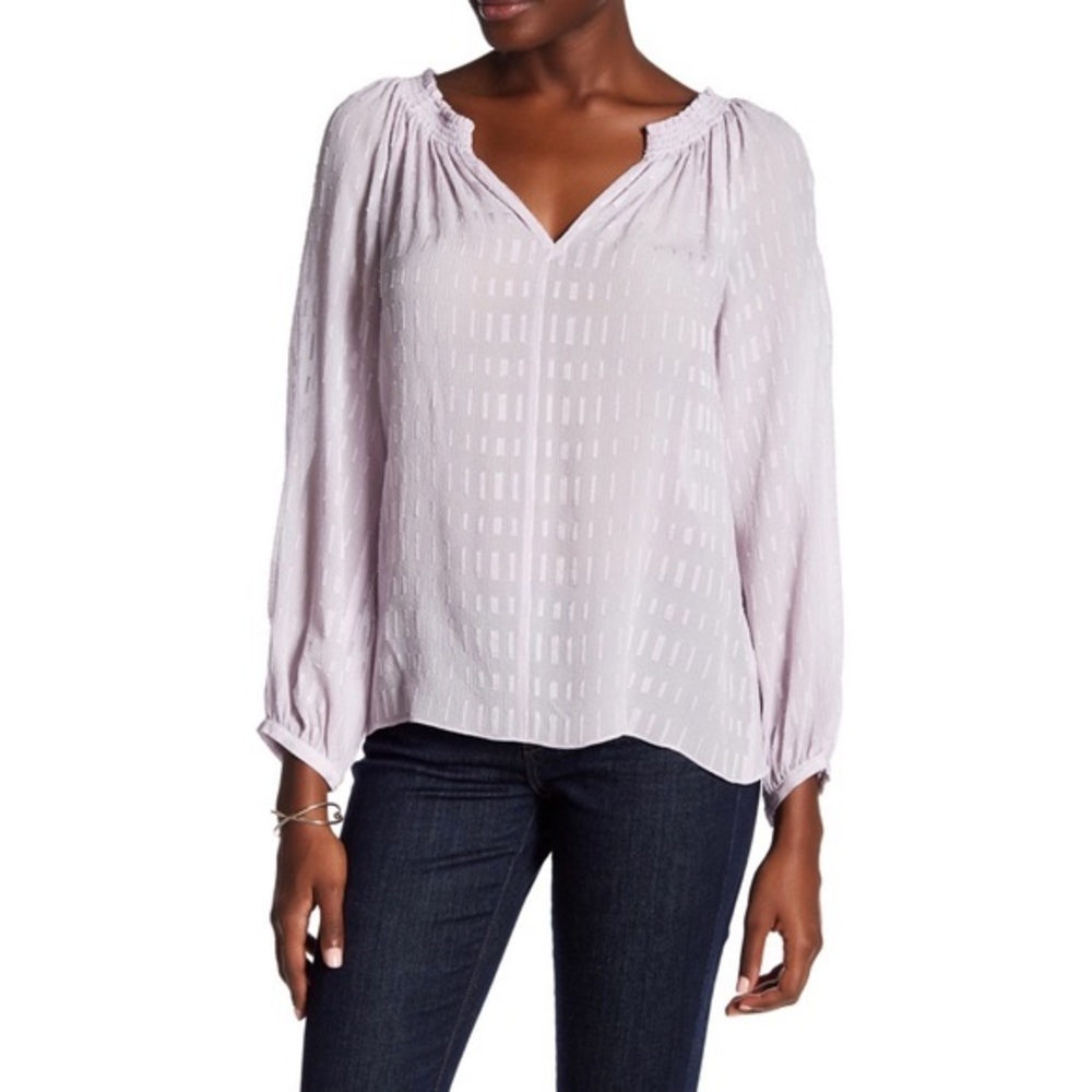 Rebecca Taylor split neck silk peasant blouse